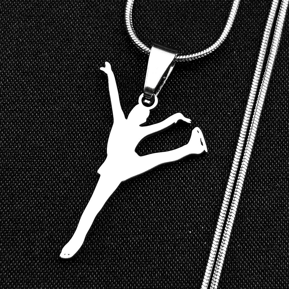 Elegant Figure Skating Chain For Women Men Stainless Steel Gold Color Rhythmic Gymnastics Dance Art Necklace Jewelry Accessory