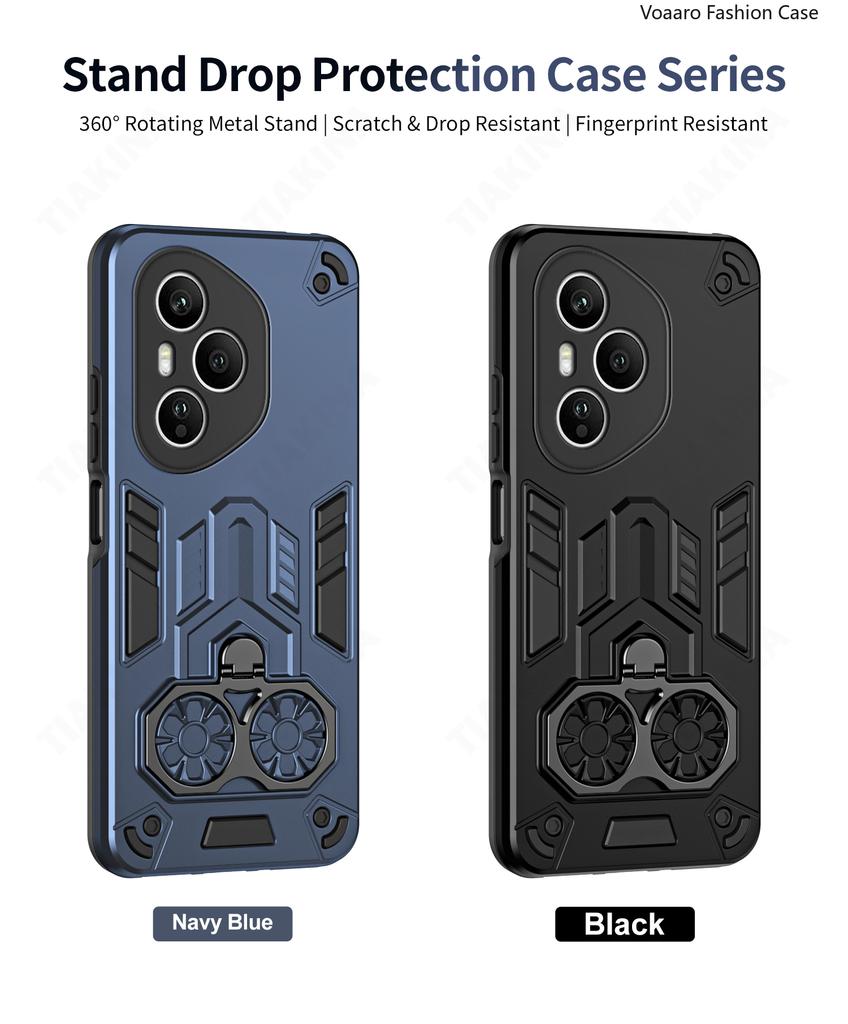 Dual Finger Ring Armor Cover for Honor 400 Pro Global Case for Honor 400 Global Rotate Metal Bracket Kickstand Holder Case