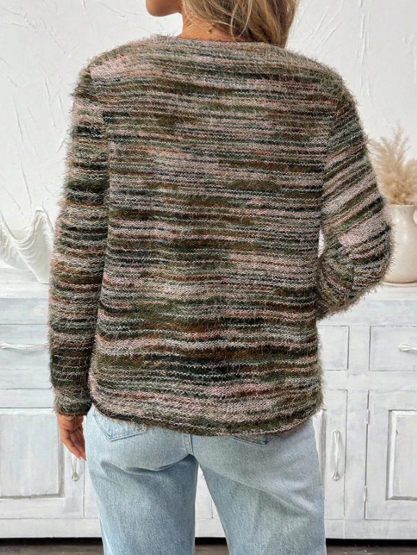 2026 Women's Autumn/Winter Round Neck Loose Long Sleeve Tassel Knit Top