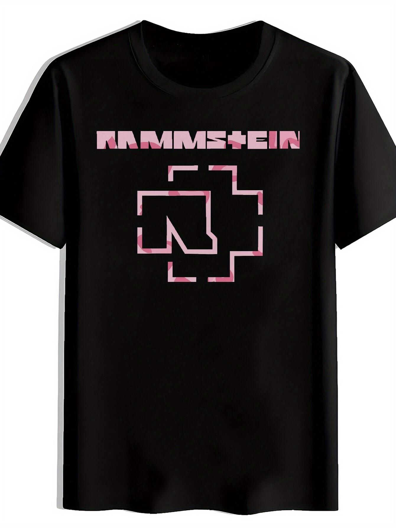 Retro Rock Band Graphic T-shirt -  RAMMSTEIN  Pink & Black Design S