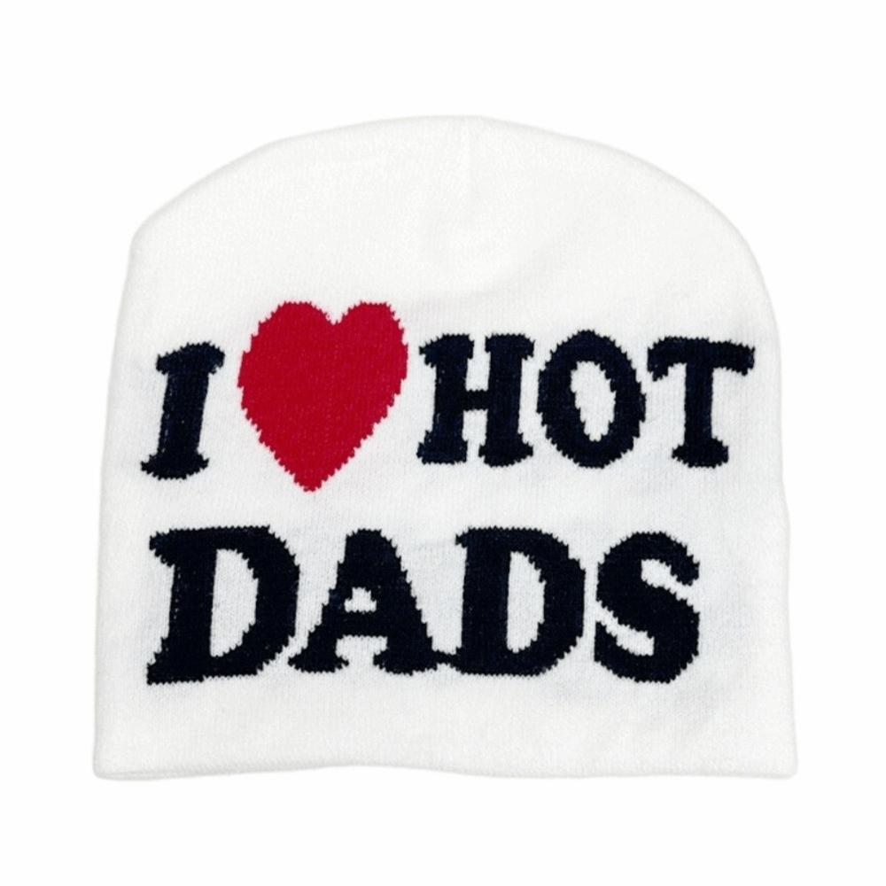 I Love Hot Moms/dads Printed Beanie Caps Windproof Pullover Hat Fashion Knitted Hats Unisex