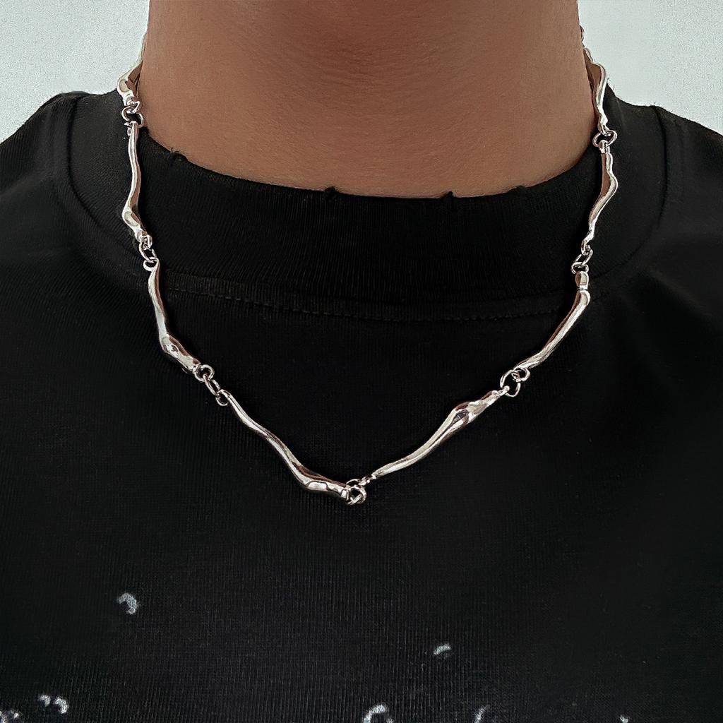 Irregular Metal Necklace Adjustable Length Neckchain Daily Wear Clavicle Chain Stylish Party Jewelry for Men and Women