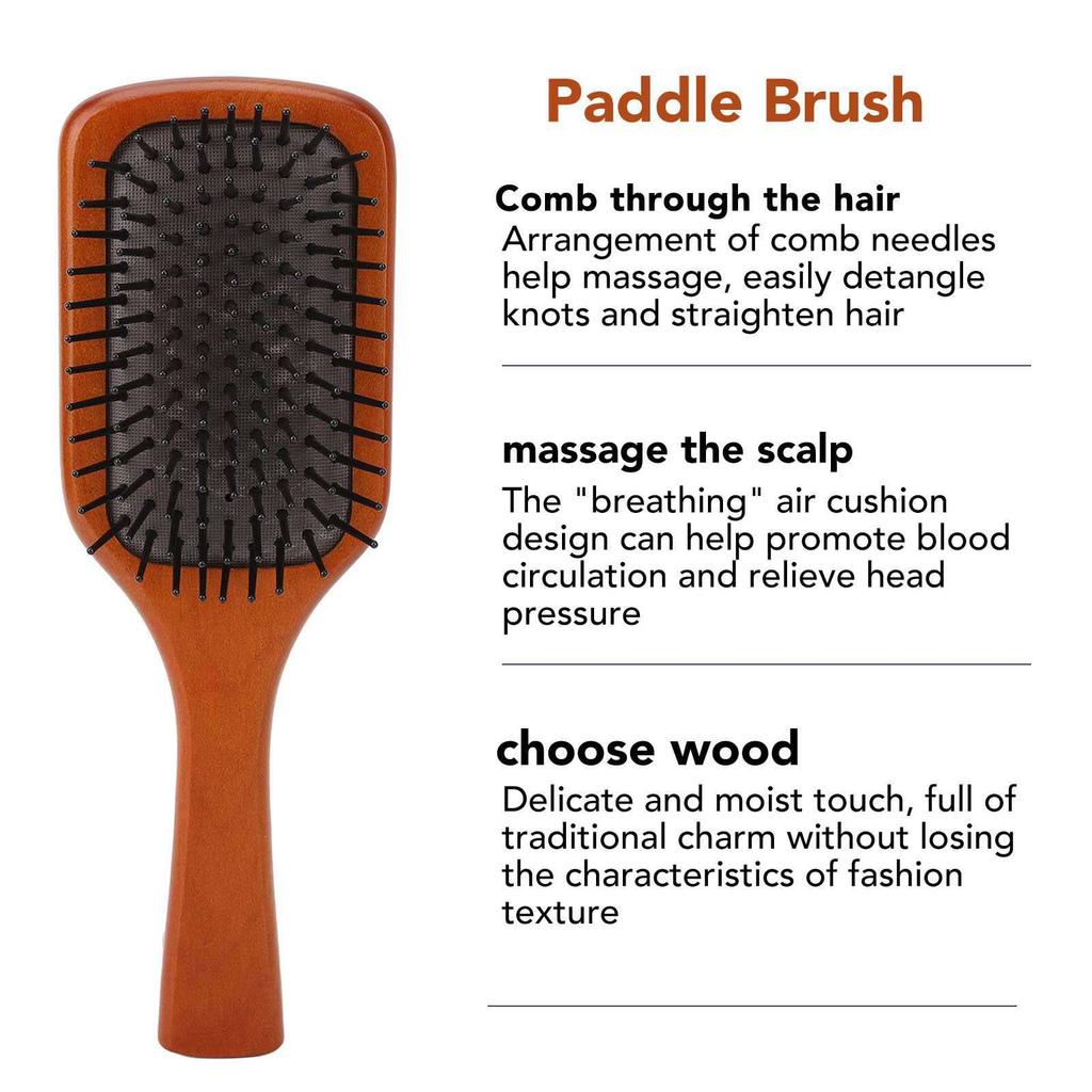 Paddle Hair Brush Ergonomic Massage Scalp Reduce Pulling Prevent Slipping Paddle Detangling Brush with Handle for Women