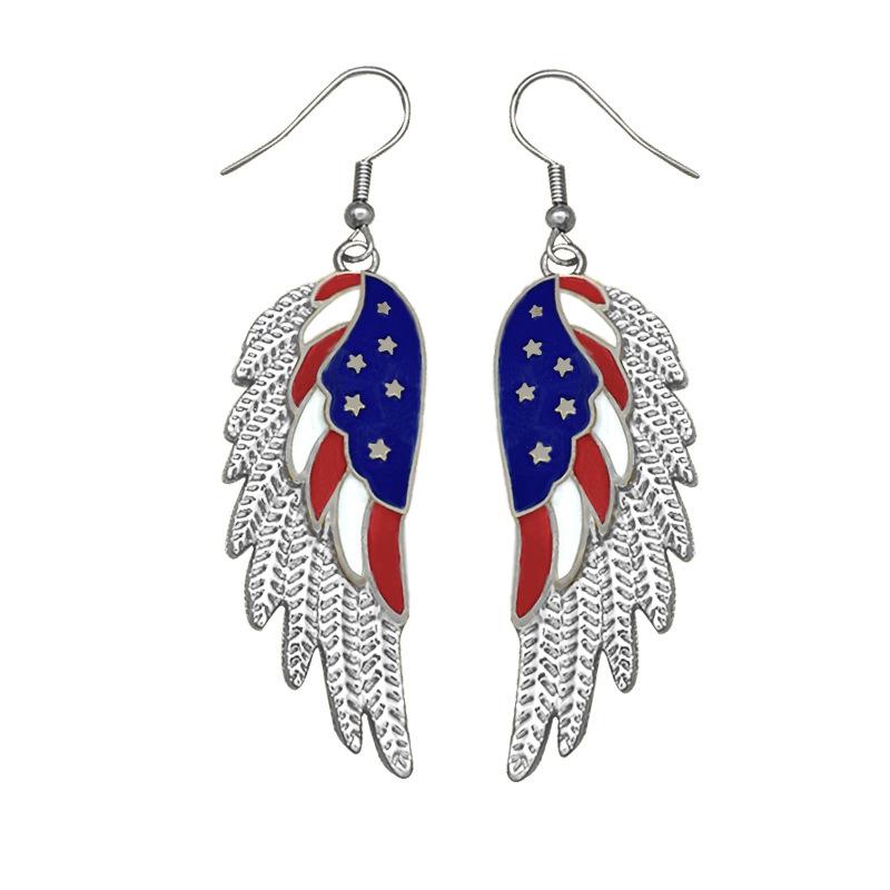 American Independence Day Earrings USA Winged Butterfly Diamond-encrusted Boots Oil-drip Pendant Earrings