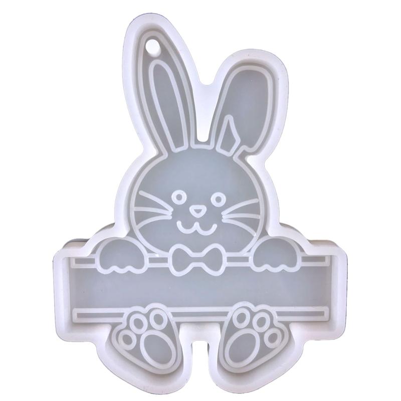 Shiny Glossy Easter Couple for Key Pendant Mold Resin Craft Easter Day Bunny Mold for DIY Keychain Necklace Charms Makin