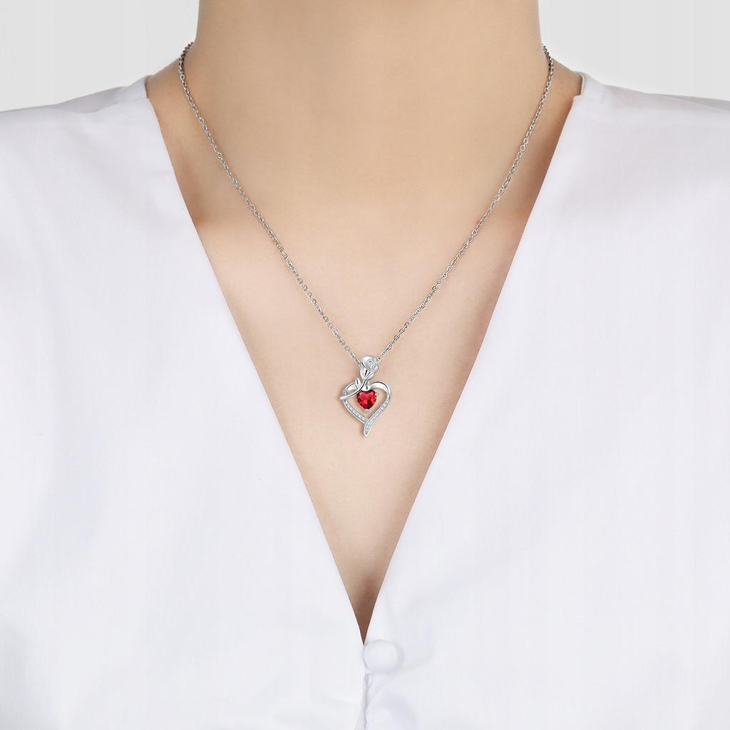 Silver Women' Necklace Chain Heart Rose Pendant Gift