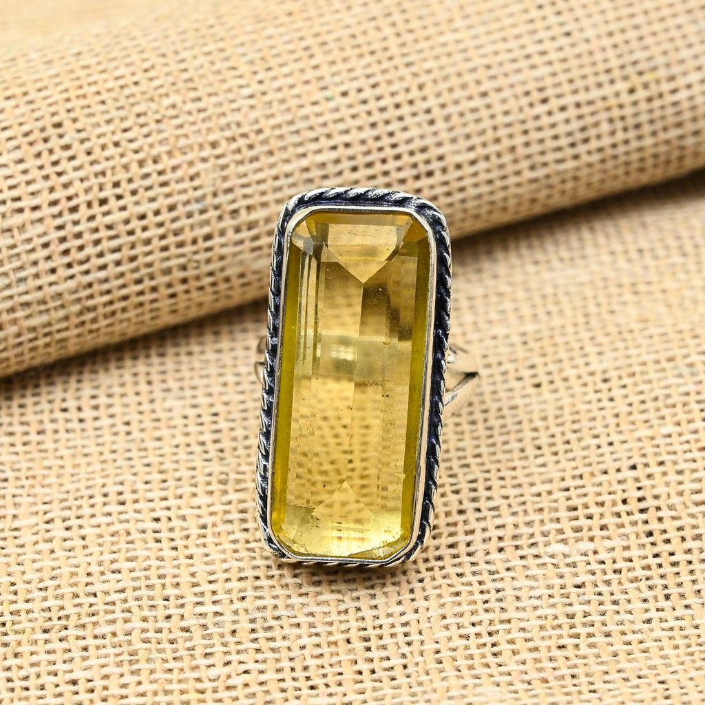 Astonishing Citrine Gemstone Handmade 925 Solid Sterling Silver Jewelry Ring For Her