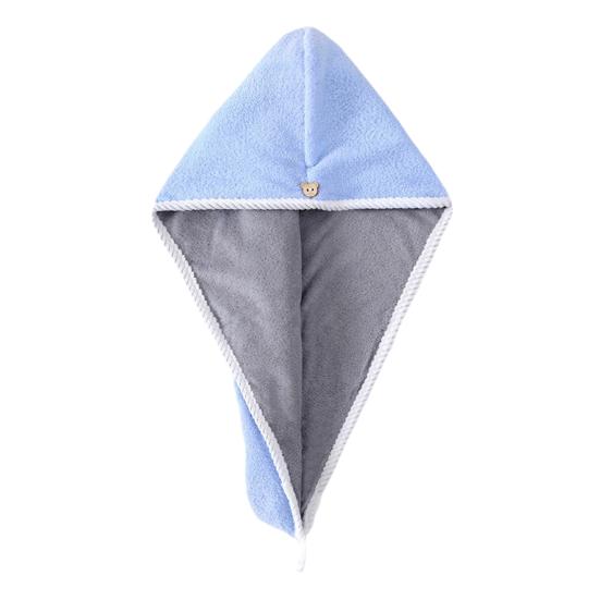 Hair Drying Towels with Button, Super Absorbent Double-Layer Coral Fleece Hair Towel, Quick Drying Travel Bathing Hair Wrap
