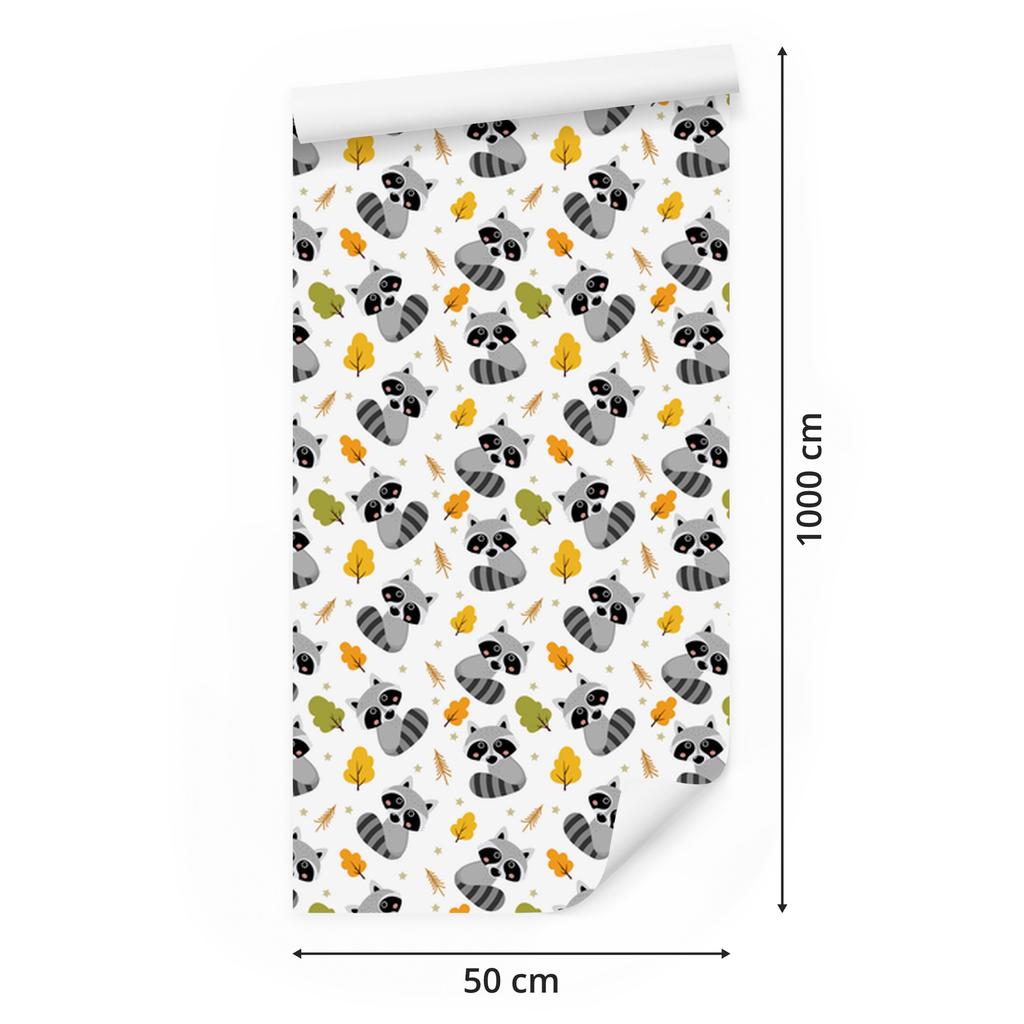 Foxes Wallpaper White and Gray for Living Room and Bedroom 50x1000