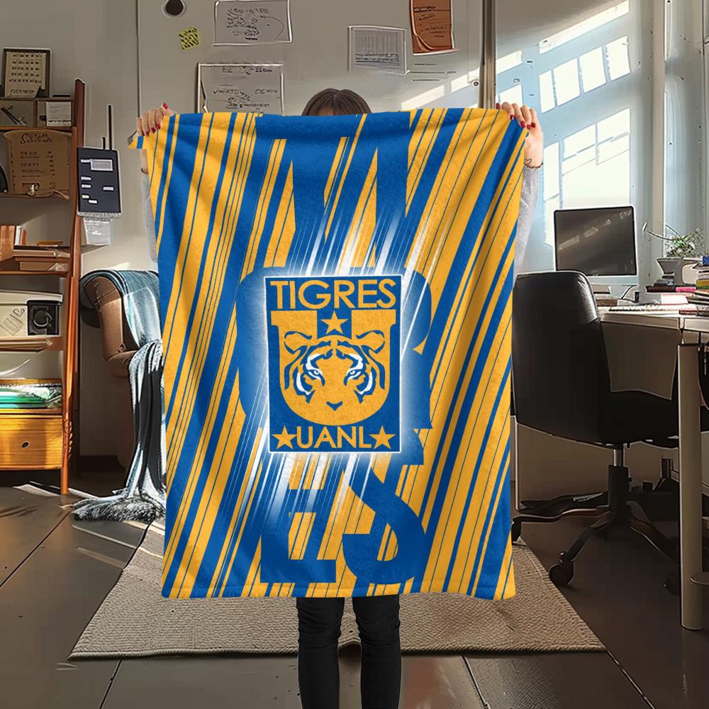 1PC Tigres UANL Print Flannel Blanket, High quality Comfortable for All Seasons, Home Decor, Warmth and Comfort, Perfect for Christmas Gifts219