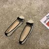 Flat Bottom Polka Dot Mesh Doudou Fairy Shoes Summer Pointed Head Bow Soft Sole Shallow Mouth Breathable Women's Single Shoes