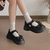 Britischer Stil Vintage Damen Mary Jane Schuhe Schlichter Schmetterlingsknoten Einzelne Schuhe Damen Höhensteigerung Kleid Leder Pumps