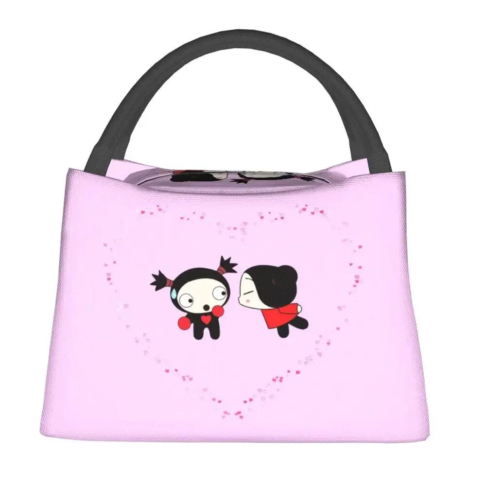 Pucca Loves Garu Lunch Bags Insulated Bento Box Leakproof Lunch Tote Picnic Bags Cooler Thermal Bag for Woman Student Work