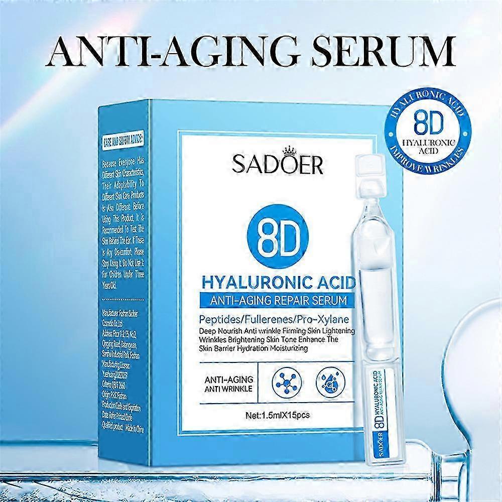 5boxes Hyaluronic Acid Serum Microneedling Serum For Face, Hyaluronic Acid Anti-aging Repair Serum (1.5ml*15pcs/box)