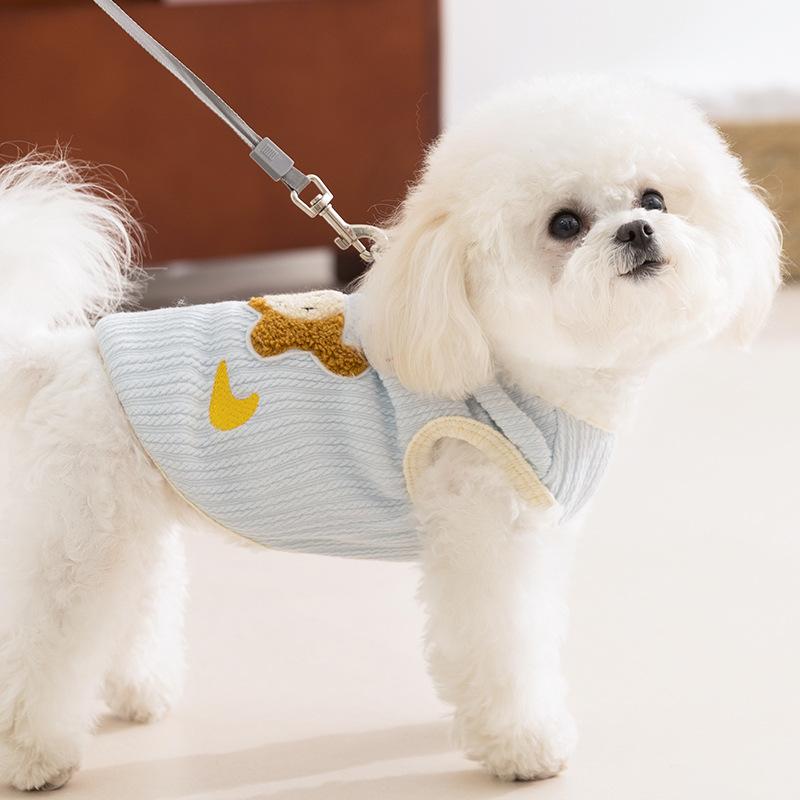 Spring Summer Cute Fun Puppy Towel Embroidered Teddy Bigbear Traction Vest Small Dog Cat Pet Clothes