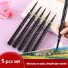 5 Pcs DIY Plaster Digital Flat Head Oil Brush Painted Nylon Wool Watercolor Acrylic Hook Pen Metal Pen Holder Portable Oil Brush