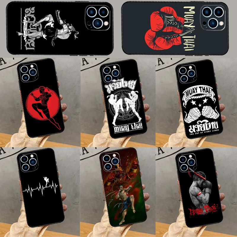 Muay Thai Martial Art Phone Case For iPhone 16 Pro Max 14 13 12 11 15 Pro Max Plus 12 13 Mini XR 16e Funda Cover