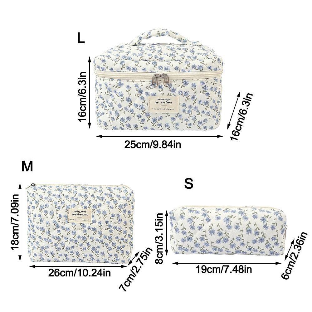 Zipper Aesthetic Cosmetic Organizer Floral Printed Skincare Clutch Toiletry Bag  Travel Storage