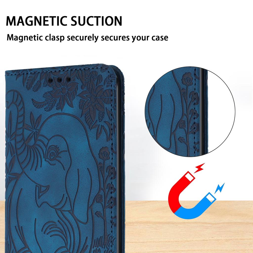 For Samsung Galaxy S23 Case Leather Magnetic Wallet Phone Cover Elephant Pattern