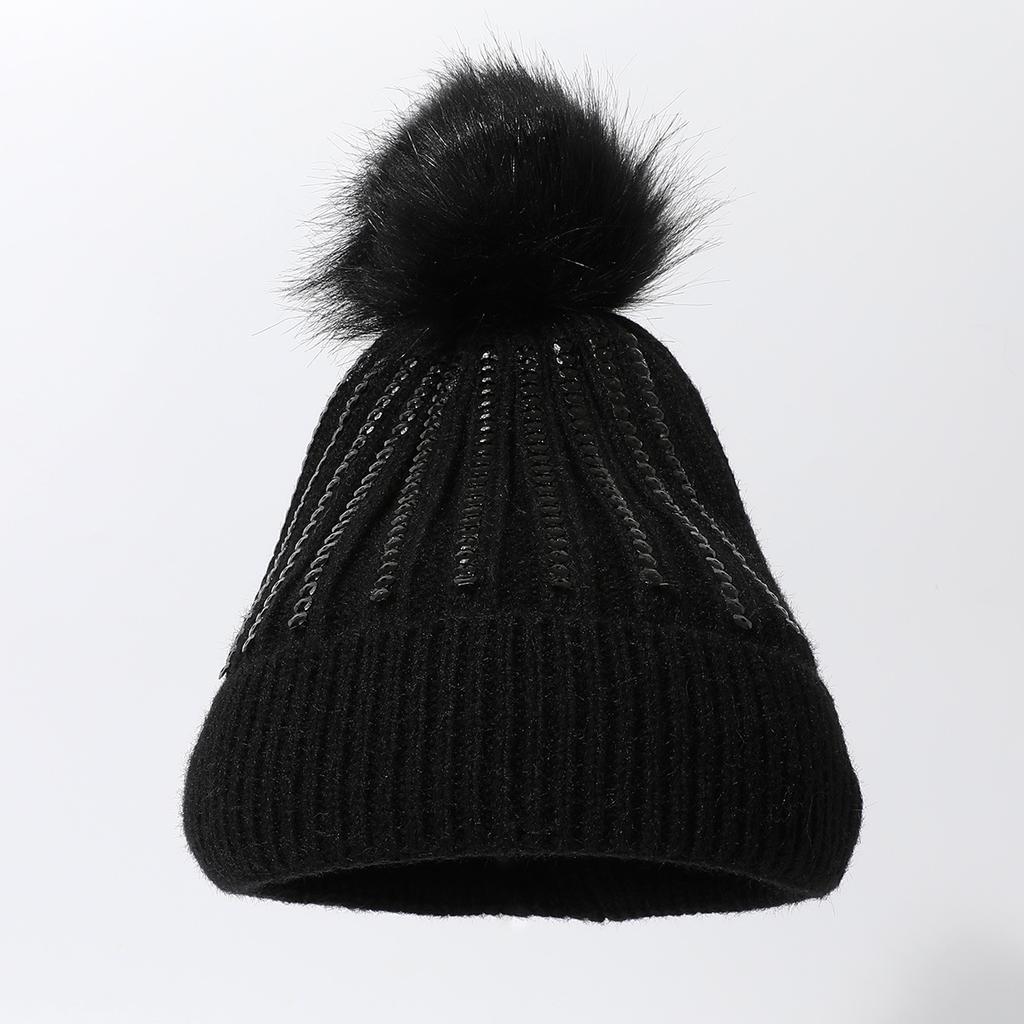Baotou Stacking Big Head Cold Hat Wool Hat Seasonal Elastic Warm Knitted Hat
