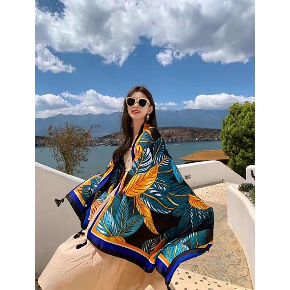 Chaka Salt Lake Great Northwest Tourism Ethnic Style Scarf Silk Scarf Women'S Summer Seaside Beach Shawl Sunscreen Thin