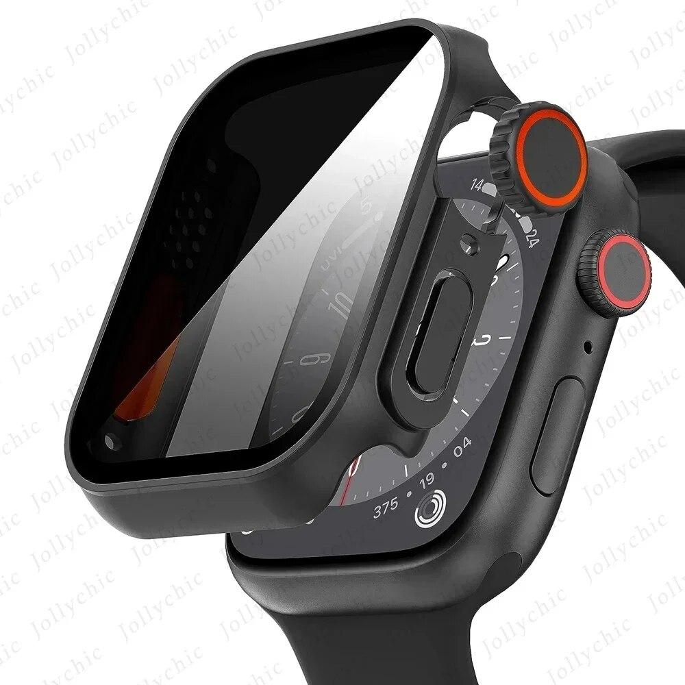 Metall Glas+Hülle Für Apple Watch 9 8 7 6 5 4 Serie Displayschutz Ändern zu Ultra i watch 45mm 44 41 40mm Schutz der Privatsphäre
