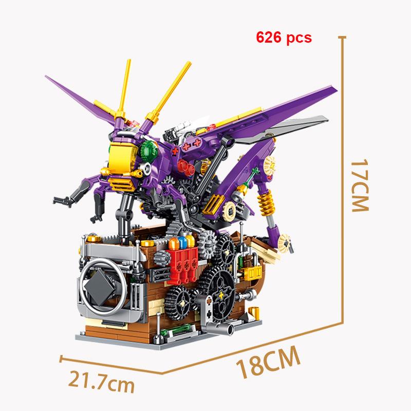 

Technical Mechanical Shark Owl Parrot Grasshopers Mantis Butterfly Building Blocks Animal Birds Insect Fish Creative MOC Toys