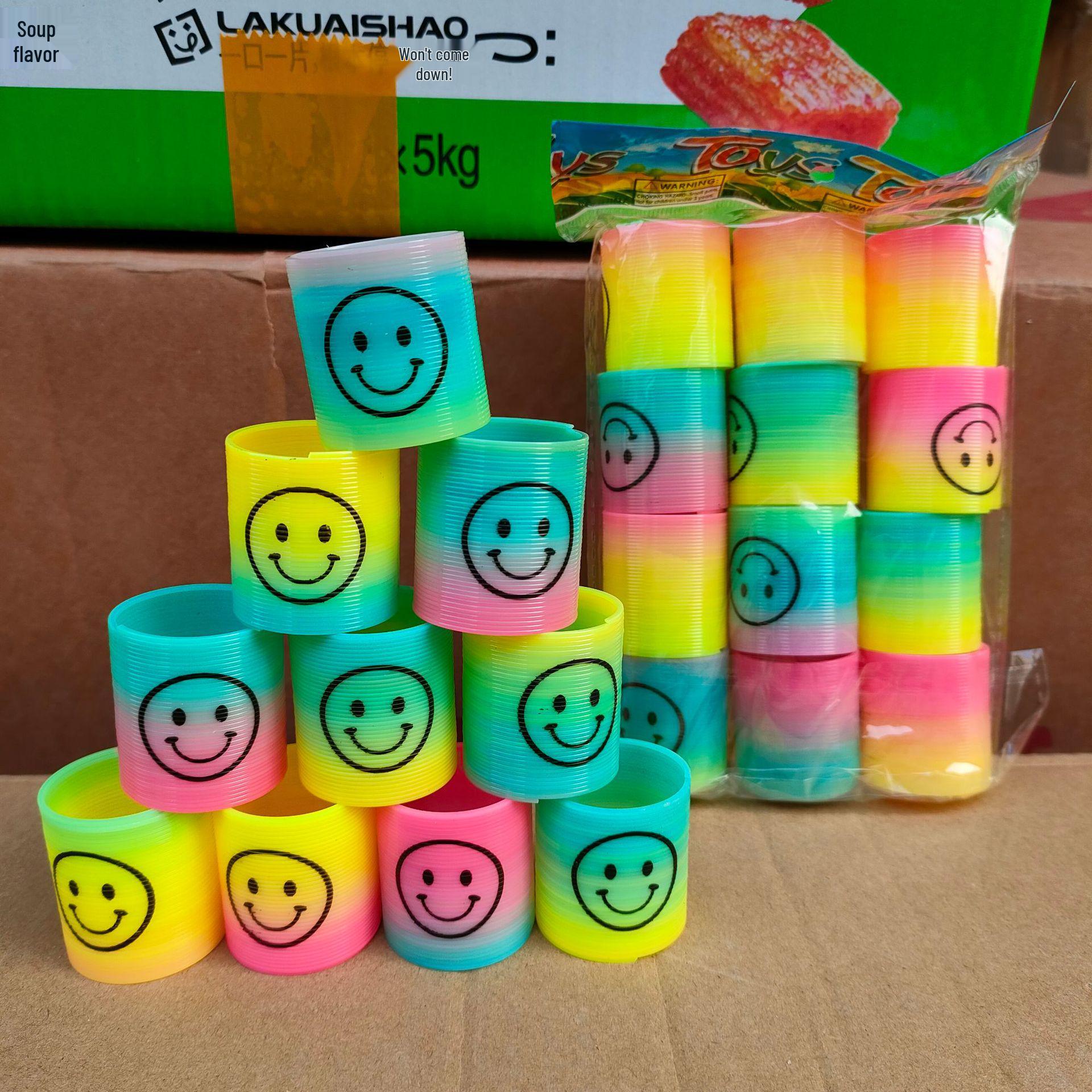Children s Colorful Mini Rainbow Spring Toy - Smiley Face Elastic Coil Gift for Kindergarten Prizes