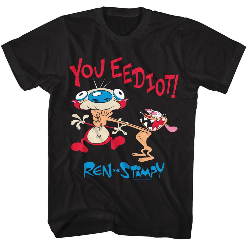 Ren & Stimpy Cartoon Ren Choking Stimpy You EEDIOT Men s T Shirt XXXL