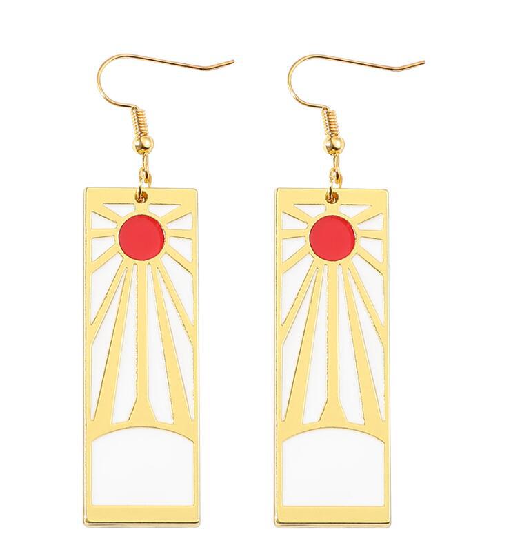 

New Demon and The Slayer Metal Earring Popular Cartoon Movie Series Dangle Earring Jewelry for Woman Man Peripheral Souvenirs