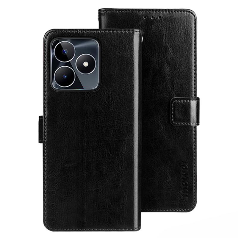 

IDEWEI For Realme C53 (Global)/C53 (India)/C51 Case Crazy Horse Texture Leather Wallet Phone Cover Black