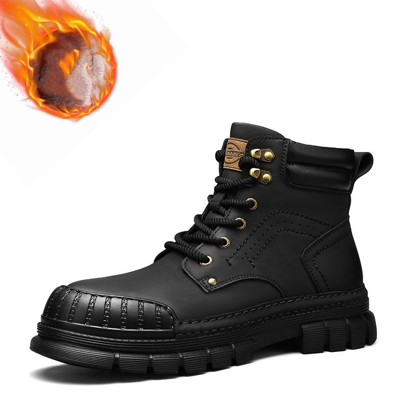 Stivali in Vera Pelle da Uomo Inverno Nuovi Outdoor Abbigliamento da Lavoro Scarpe Stile Britannico Casual High-Top Stivali da Moto Uomo Autunno Inverno