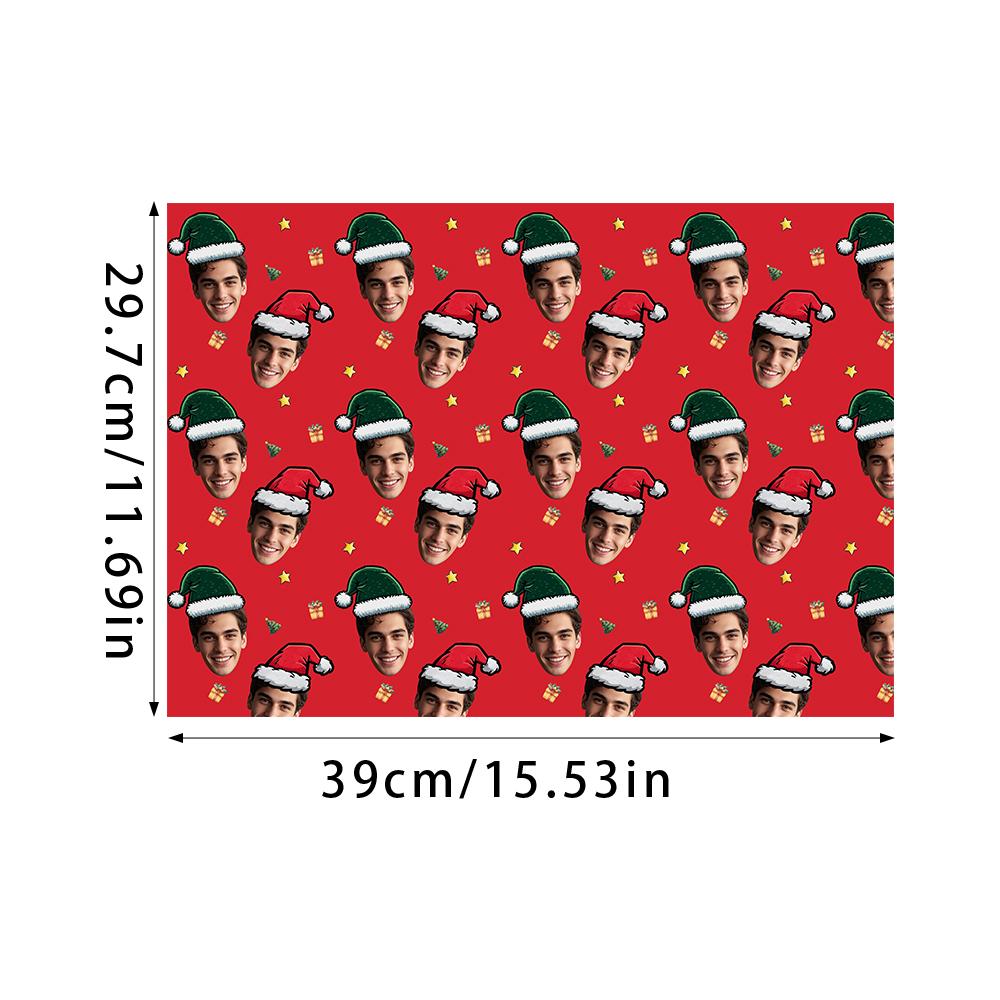 

Customized photo Christmas hat wrapping paper, suitable for party gift decoration, Christmas packaging decoration supplies 3pcs