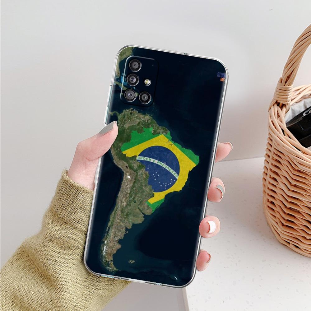 Phone Case For Samsung A15 A13 A35 A55 A51 A71 A41 A31 A21S A03S A05 A17 A23 A25 A33 A53 A73 5G A07 4G Cover Large Brazil Flag