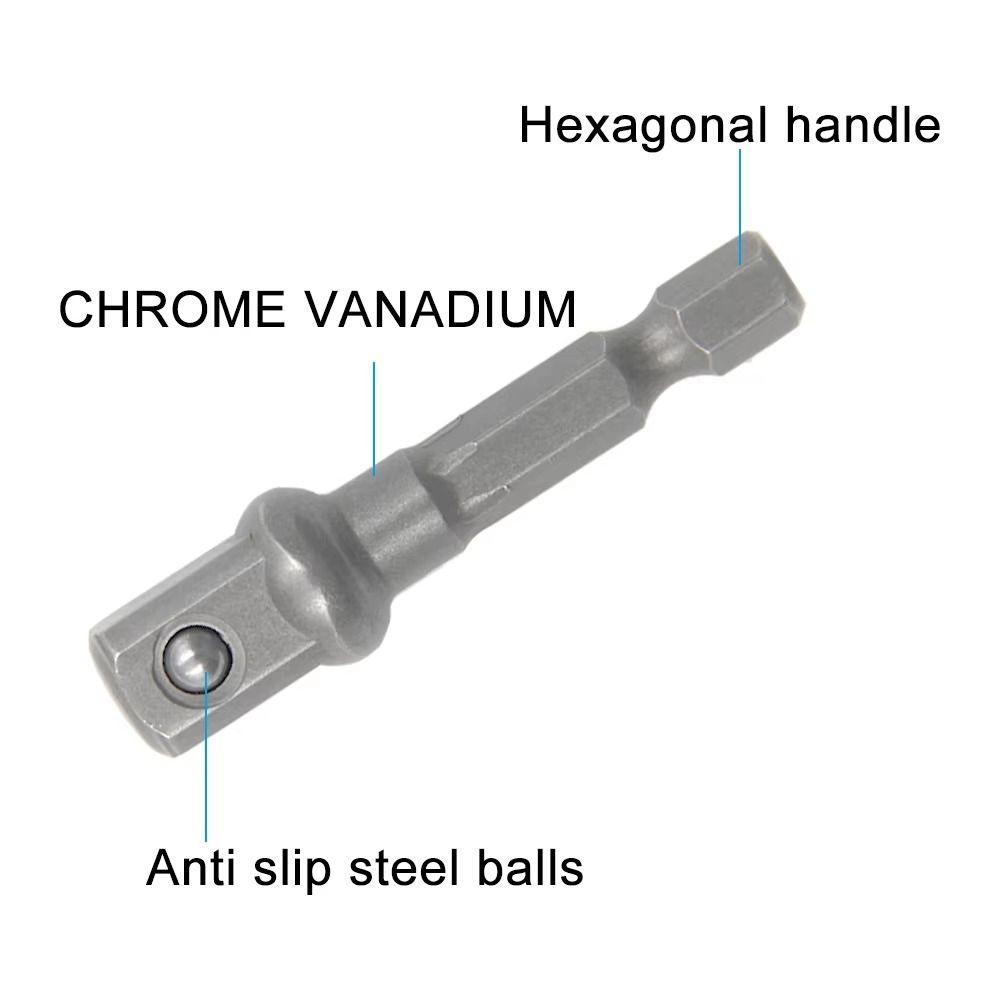 3Pcs/Set 1/4" 3/8" 1/2" Hex Shank Impact Drill Socket Adapter  Electric Tool Accessory
