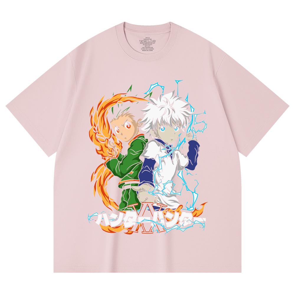 230 Gsm 100% Cotton HXH V7 Gon Killua Print Unisex Heavy Cotton T Shirt