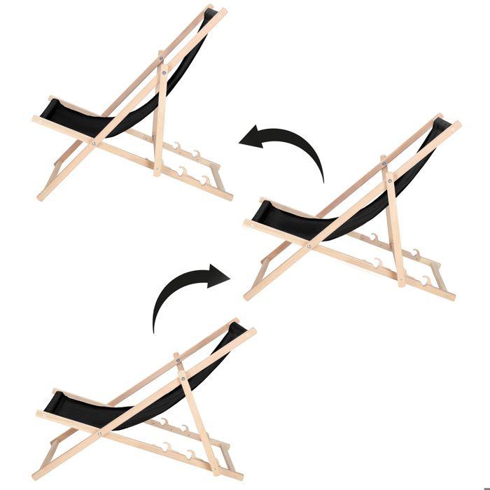 Springos® Transat pliable en bois – idéal pour le jardin, la plage ou le balcon