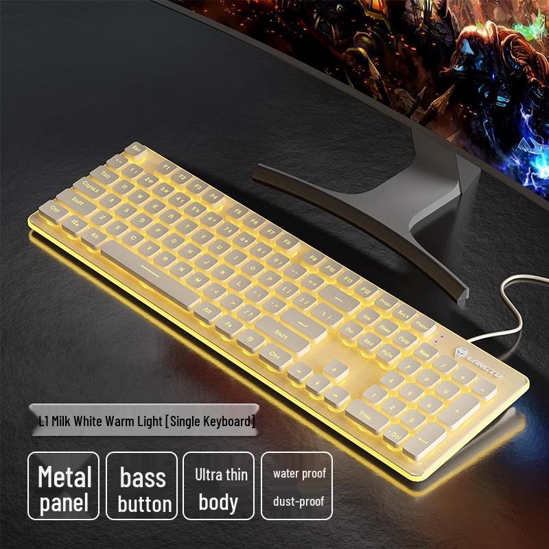 Langtu Silent Wired Keyboard with Backlit Mechanical Feel for Office & Laptop