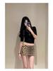 Sequin Leopard Print Mini Skirt & Waist-Cinched Top Suit - 2026 Summer Collection for Women