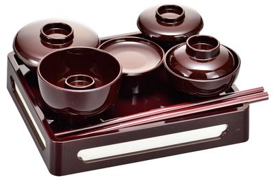 Sanmeni Authentisches Mini-Dinnerset für buddhistische Altäre, Yamanaka-Lackwaren, hergestellt in Japan, spirituelle Opfergaben, Opfer-Dinnerset