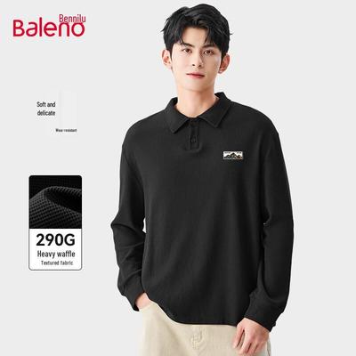 Polo à manches longues en maille gaufrée pour homme Baleno