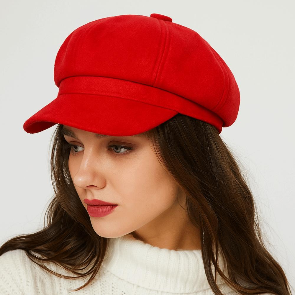 Solid Color Suede Octagonal Hat Keep Warm Painter Cap Casual Newsboy Cap Ladies