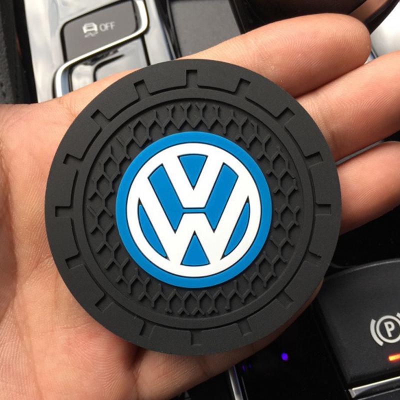 2PCS Non-slip Car Water Cup Rubber Mat for Volkswagen VW GOLF POLO PASSAT EE2 VCC Touran Jetta Arteon T-CROSS MK6 MK7 MK8 Tiguan Bora