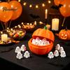 Decorative Pumpkin Container Halloween Box with 20 Mini Ghosts, Storage for Candy & Treat Treat, Lid Trick or Holiday Party