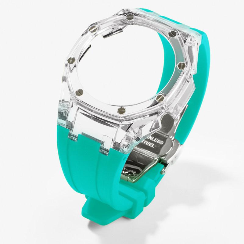 For Casioak G-Shock GA-2100 GM-2100 GMA-S2100 GA2100 Mod Kit Transparent PC Case Rubber Strap Watchband Replacement Accessories