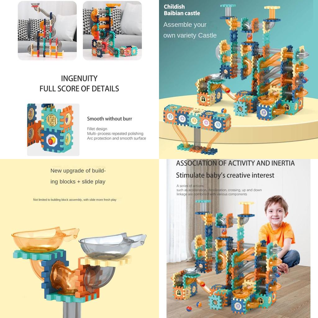 Iq Playground Plastic Slide Marble Run Building Blocks