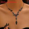 Style Dark Halloween Chain Necklace With Skeleton Head And Bat For Party Decor