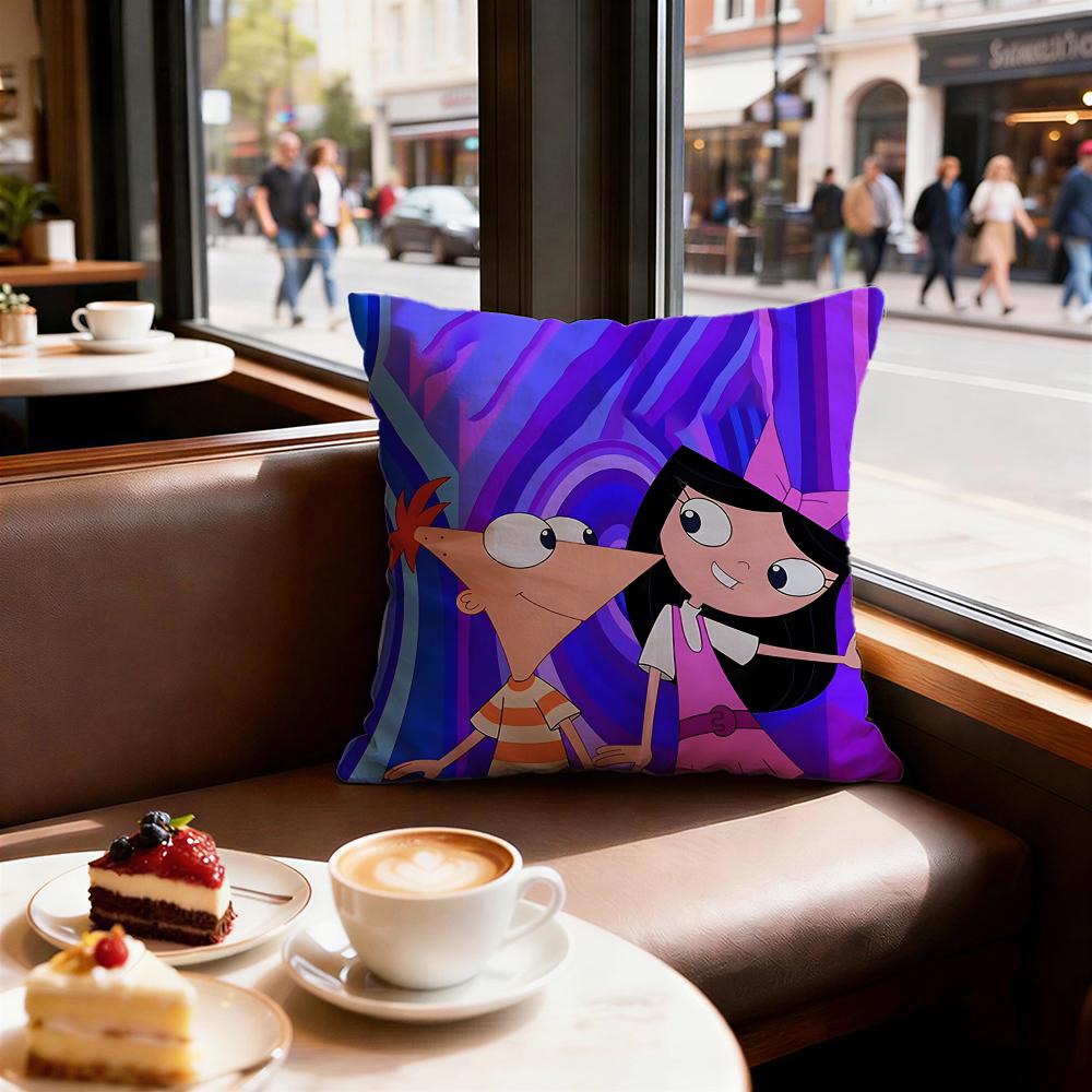 Cartoon Phineas and Ferb Cushion Cover Decorative Cushions Covers Cover Sofa 50x50 Pillow 4 Piece 45x45 40x40 Pillowcase 30X30cm