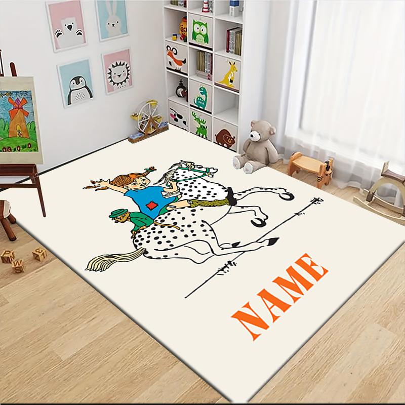 Custom Name Friendship Between Child Horse Carpet Rug Customizable Soft Washable Anti-Slip Home Living Room Sofa Mats Personalized Rug. 0909324