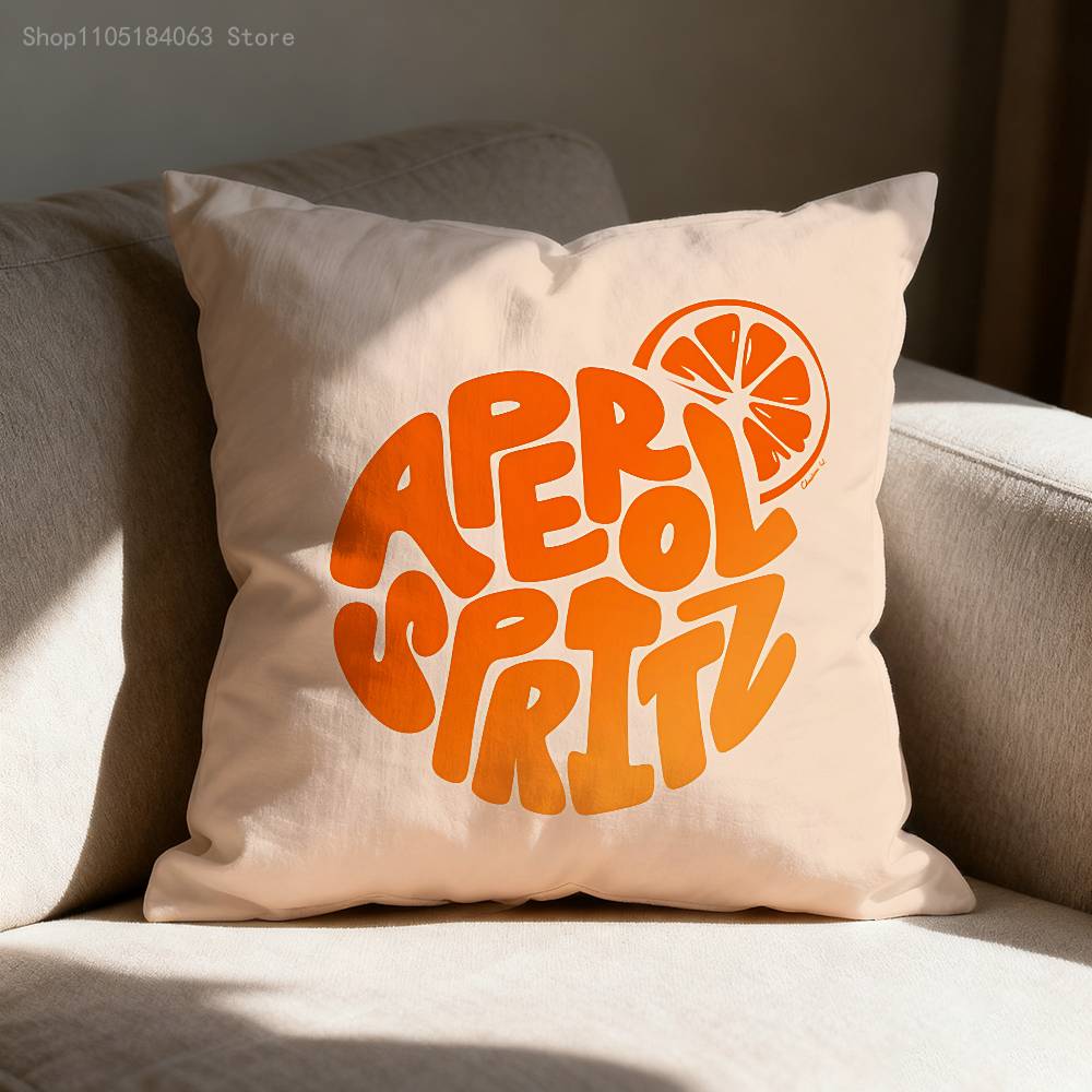 A-Aperol Spritz Kissenbezug für 45x45cm 40x40cm 55x55cm 50x50cm 30x30cm Quadratischer Auto-Kissenbezug Hülle